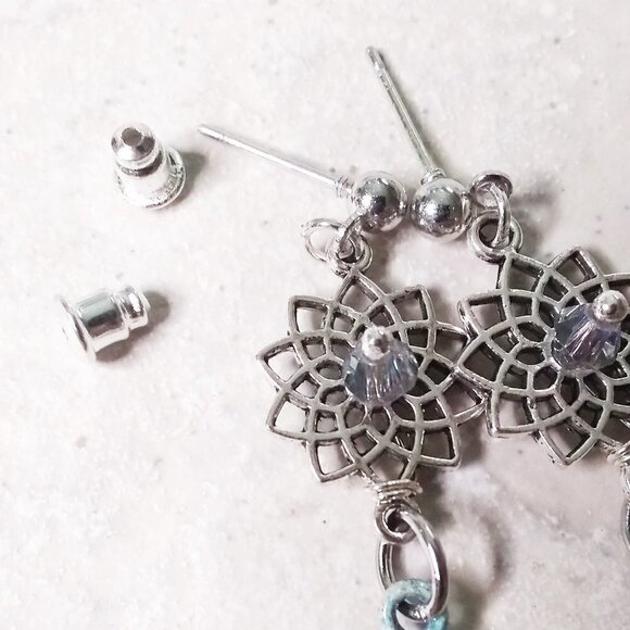 Coastal ~ Beach ~ Island Living! Patina Painted Starfish ~ Sea Star ~ Earrings#3 - Picture 7 of 7